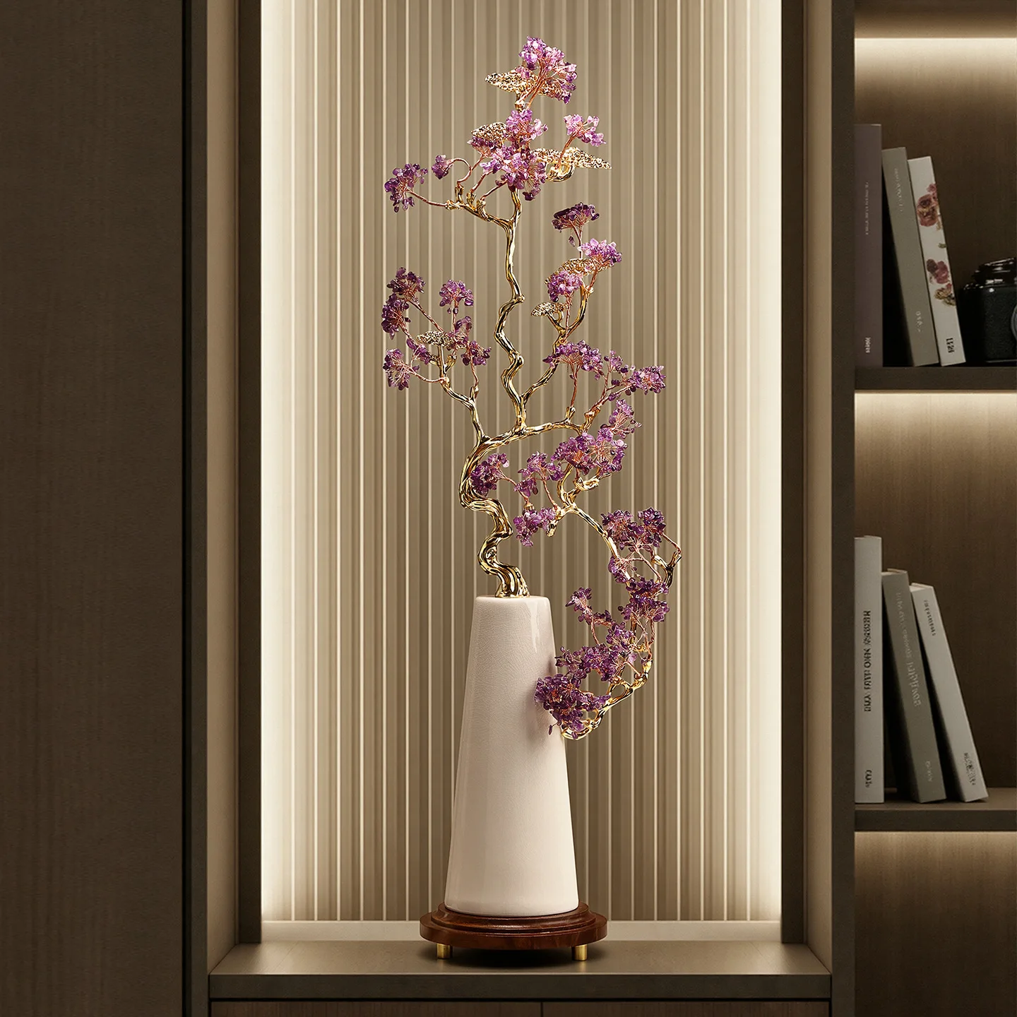 New Chinese purple gas Donglai light luxury crystal lucky Nafu decorative ornament TV cabinet living room entrance