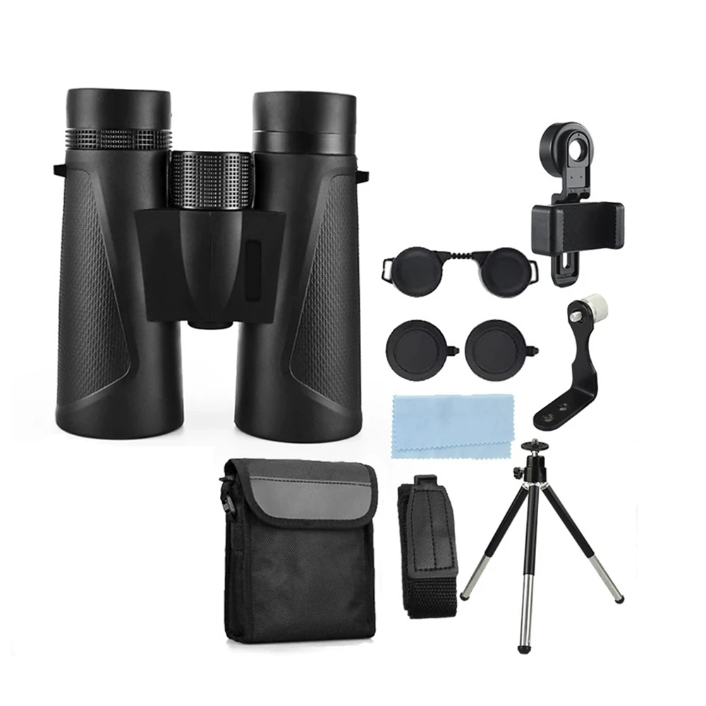 A01F-Adults Binoculars 12X42 Compact HD BAK4 Prism Waterproof For Bird Watching For Travel Stargazing Black