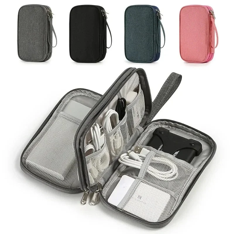 

Travel Organizer Bag Cable Storage Organizers Pouch Carry Case Portable Waterproof Double Layers Storage Bags for Cable Cord