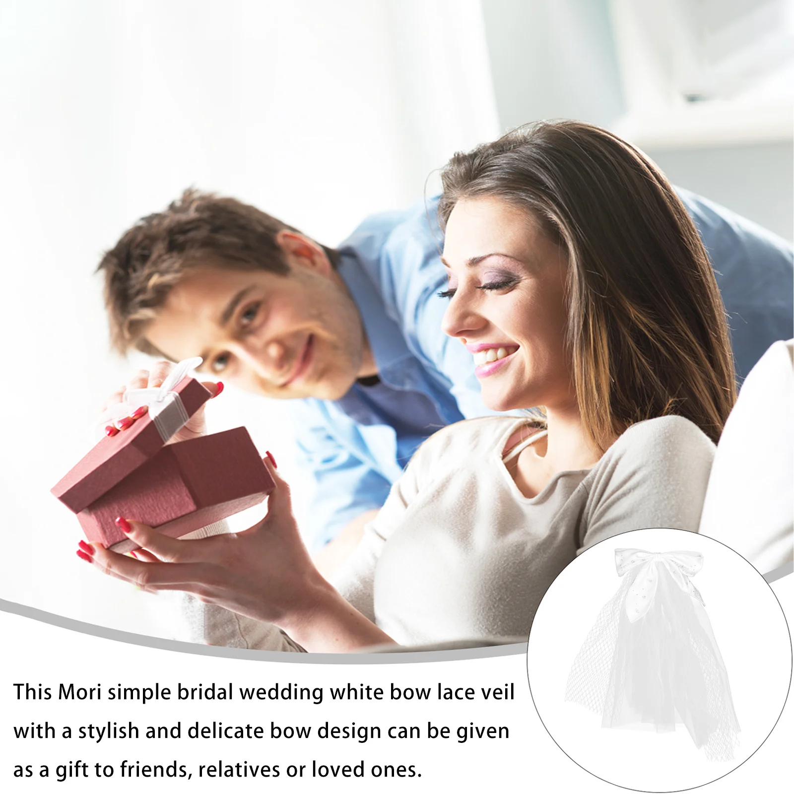 

Bow Bridal Veil Short Lace Pearl Veil for Bride Shoulder Length Elegant Wedding Veils Wedding Veils for Brides White