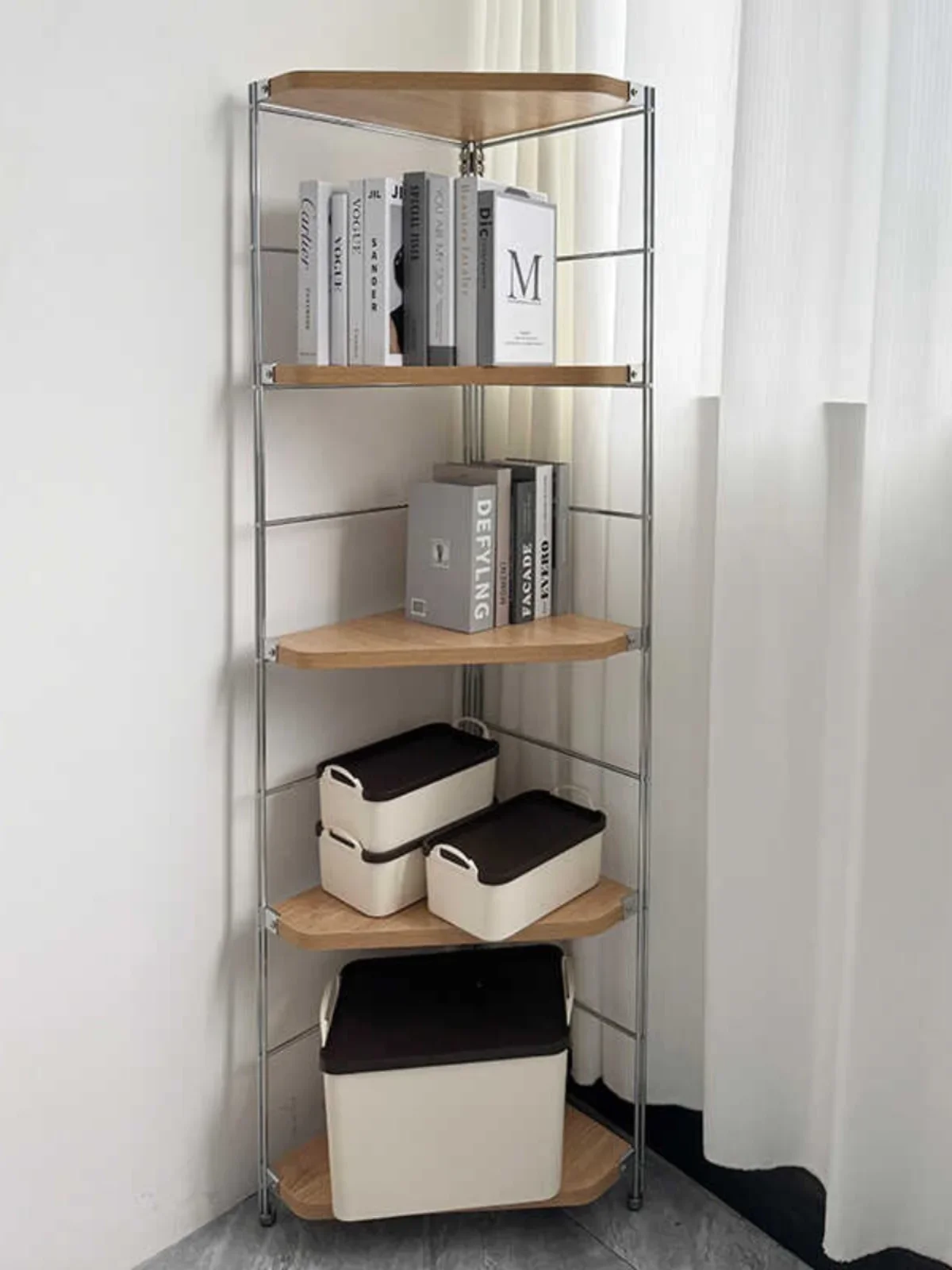

Corner cabinet study small shelf triangular shelf corner storage curved multi-layer baffle