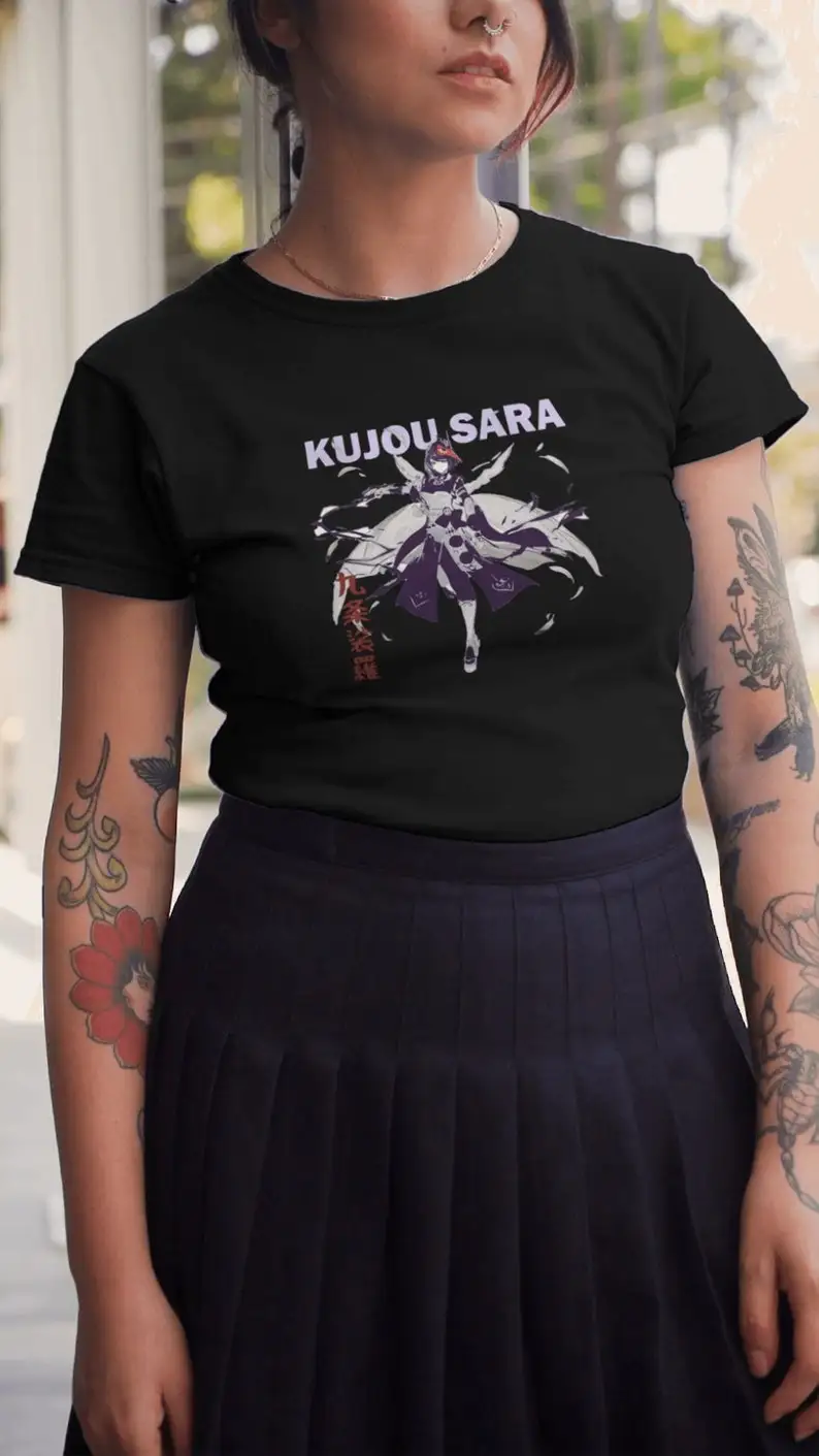 Kujou Sara Genshin Impact Aesthetic Anime Vaporwave Unisex Jersey Short Sleeve Tee