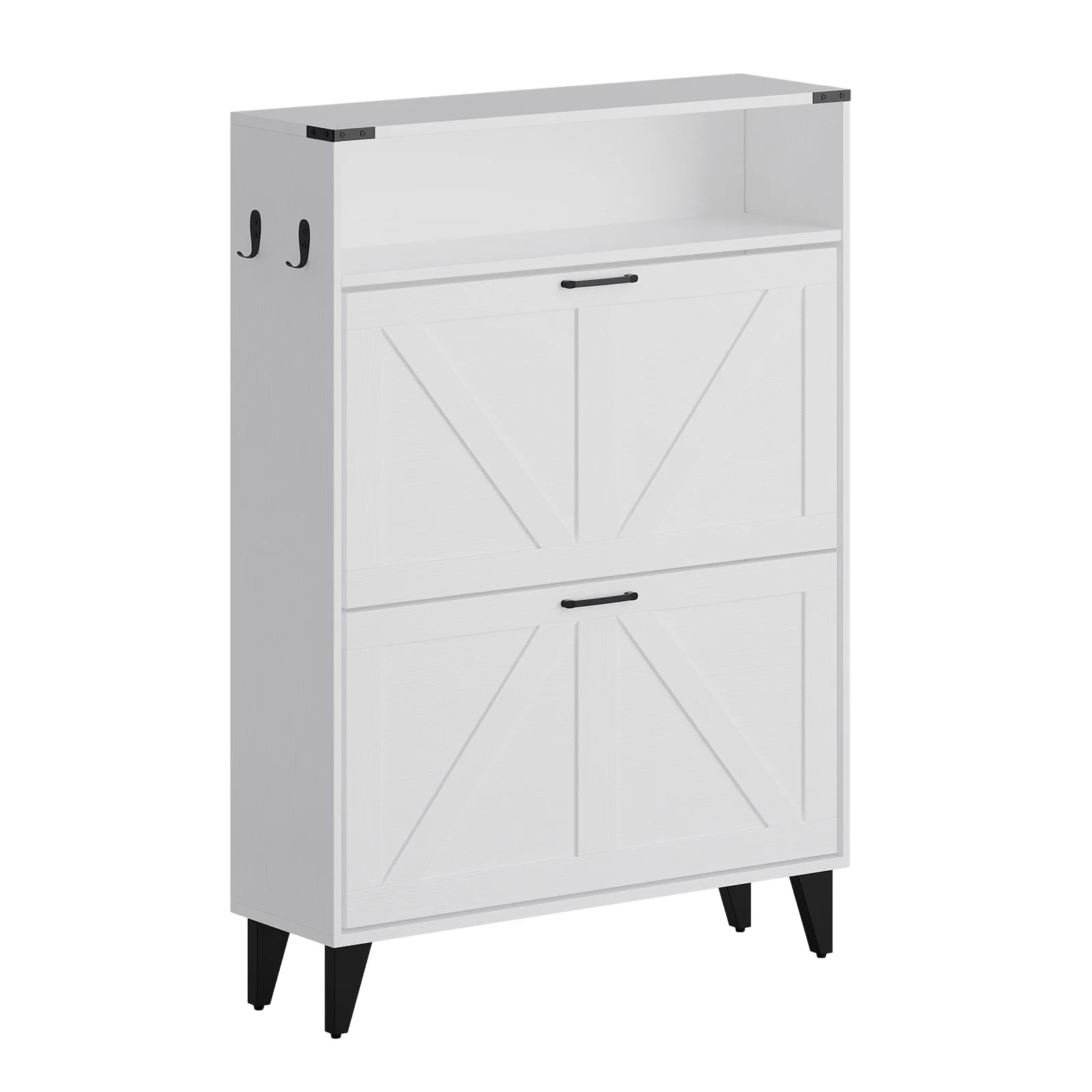 Shoe Cabinet with 2 Flip Drawers Front Door Shoe Rack with Metal Legs and Adjustable Shelf Shoe Rack for Front Door Entrance
