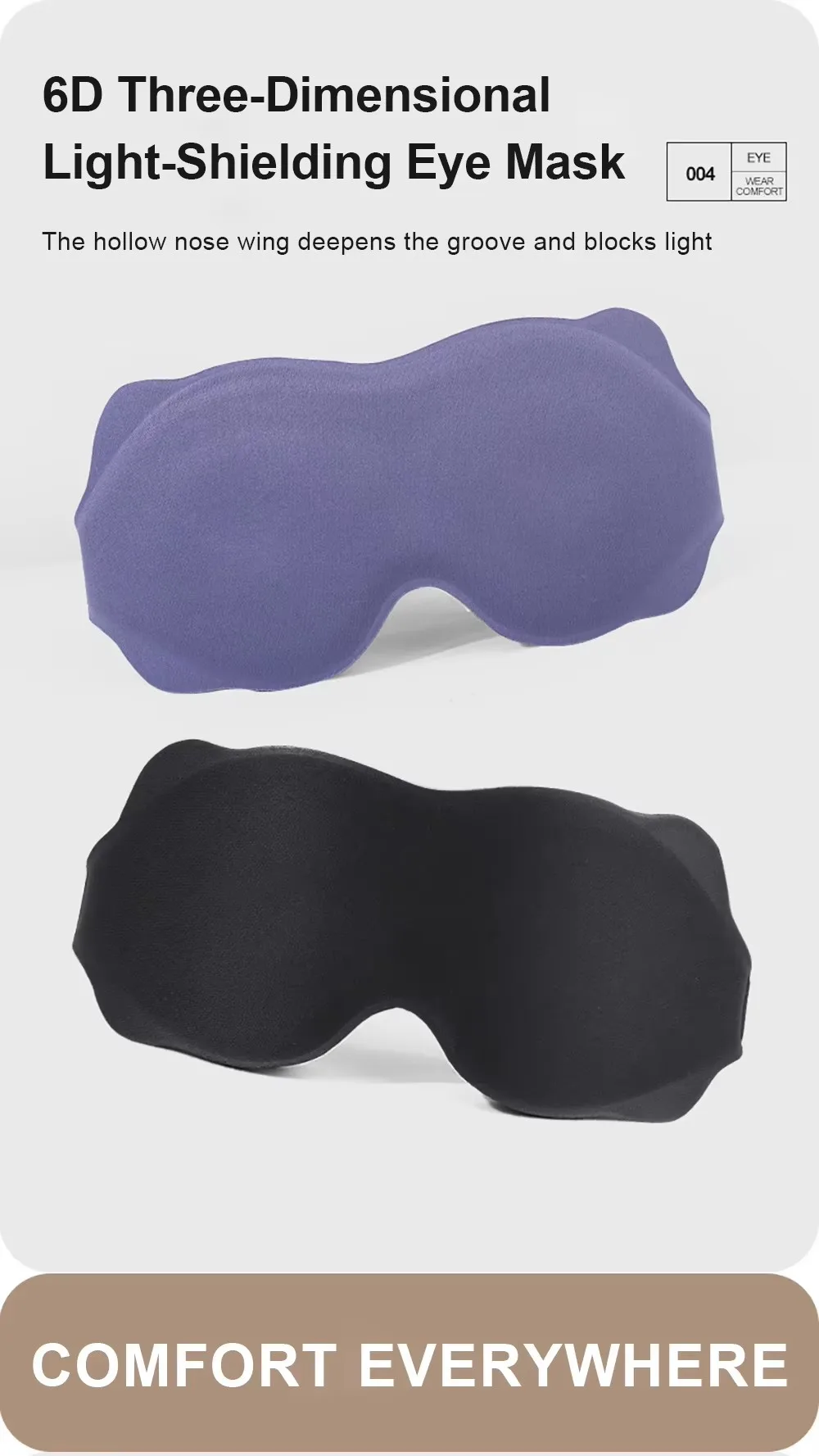 3D-Schlafmaske, Lichtblockierende Schlafmaske für die Augen, Weiche Schlafhilfe-Augenmaske für Reisen, Augenschutz, Atmungsaktive Schlafmaske für die Nacht – Detail 1