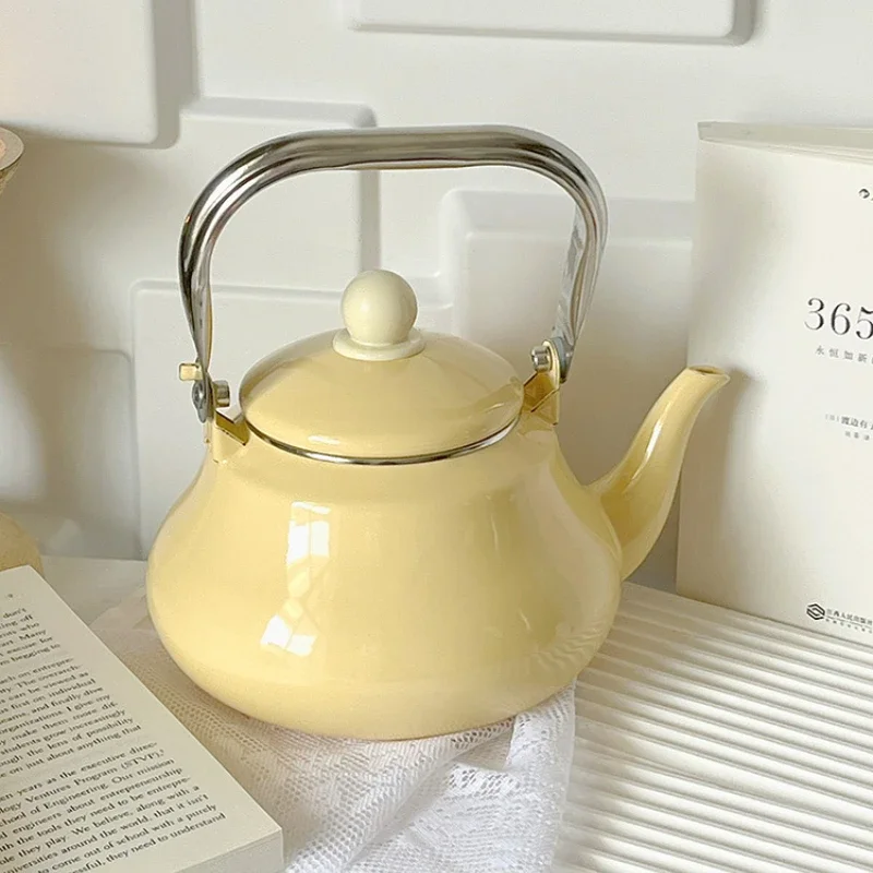 Japanese Retro Enameled Kettle Fashionable Hot Water Teapot for Gas & Induction Cookers Elegant Boiling Pot - view 6