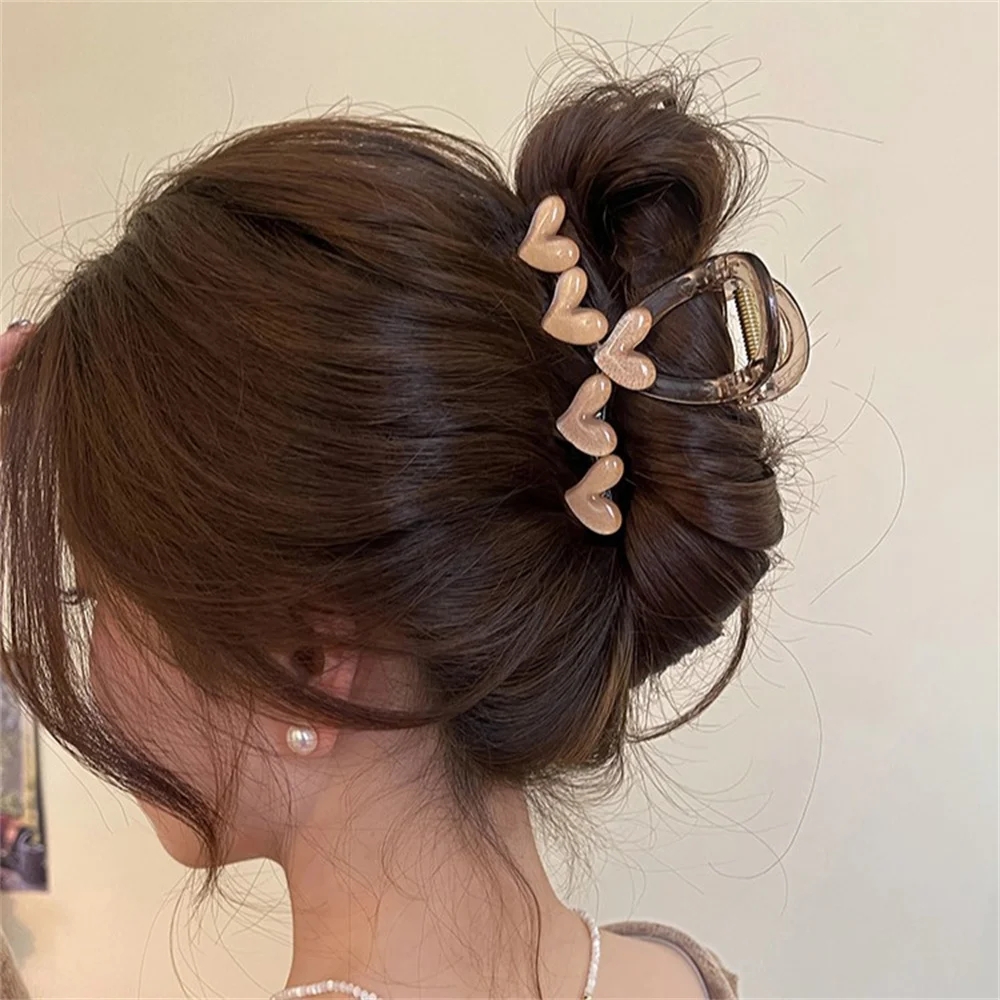 Fashion Love Heart Hair Claw for Women Elegant Hair Shark Clip Headdress Girls Hair Clips Accessories Korean Simple Headwear image 6