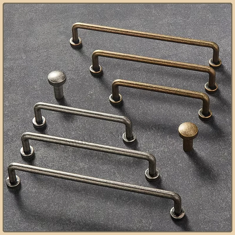 Single Hole-192mm Hole Spacing Vintage Furniture Handles Bronze Antique Silver Gold Handles for Wardrobe and Drawer