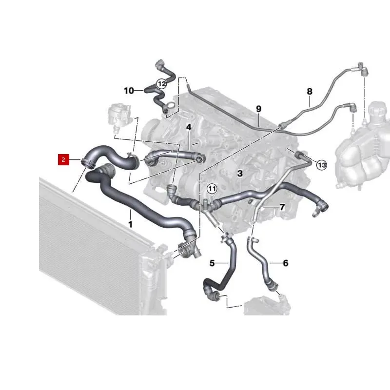 17127617368 2 séries F45 220i X1 218dX 220d Termostato inferior do tanque de água da mangueira