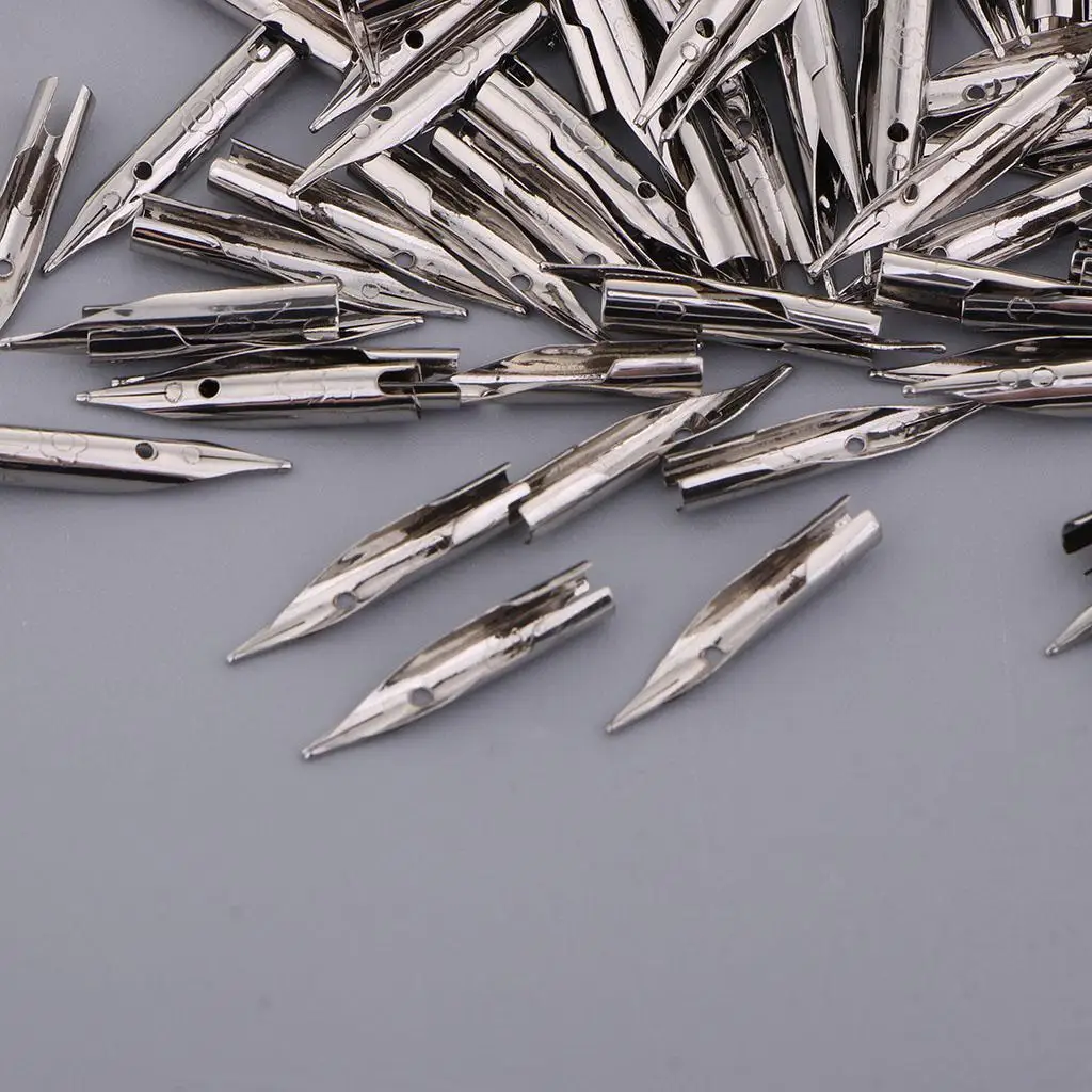 Metal refil Nibs para artista canetas, caligrafia, letras, desenho, 100pcs