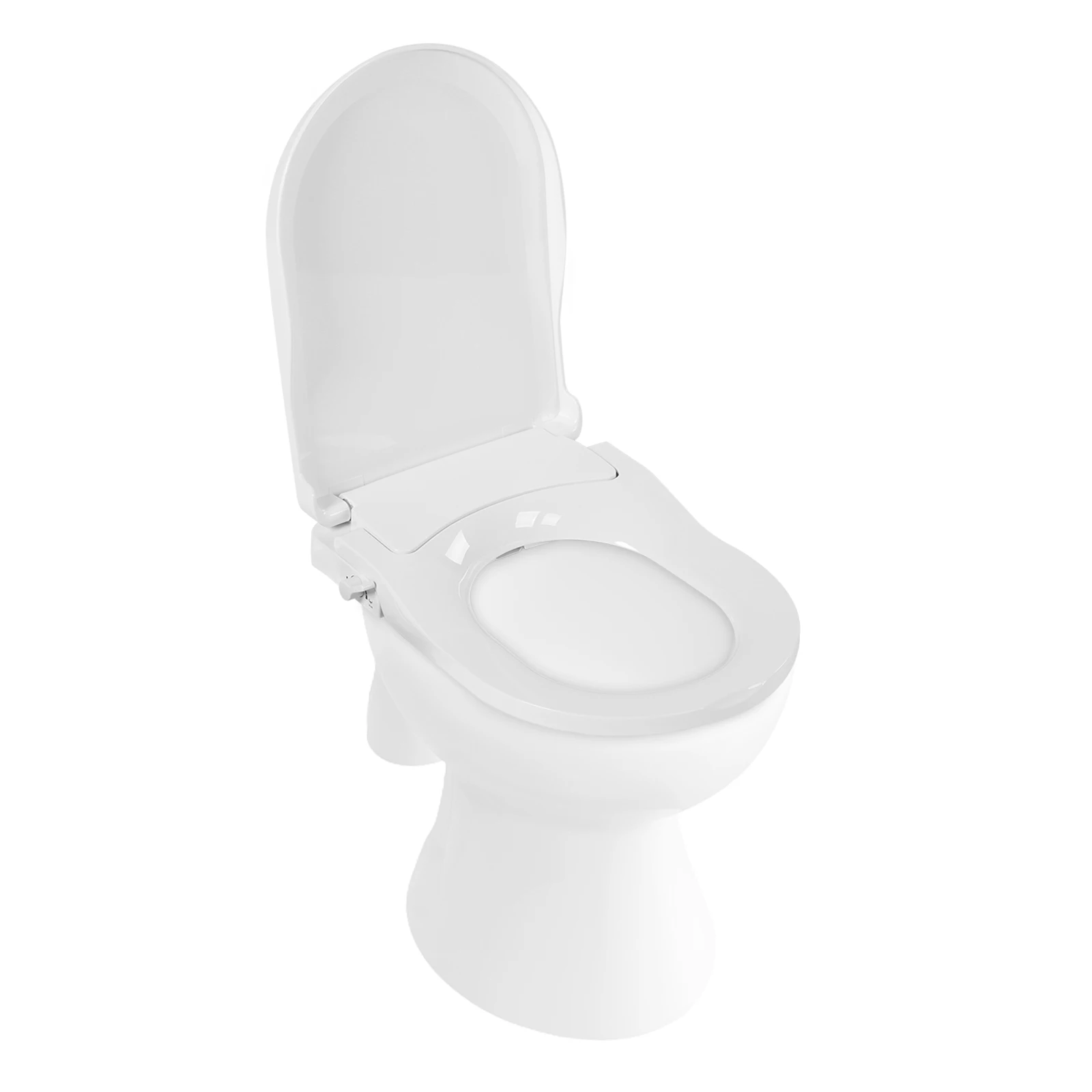 Siège de toilette bidet non électrique en forme de D - 3 trous de chasse d'eau, amortissement lent, démontage en un clic, matériau PP pour la rénovation des toilettes