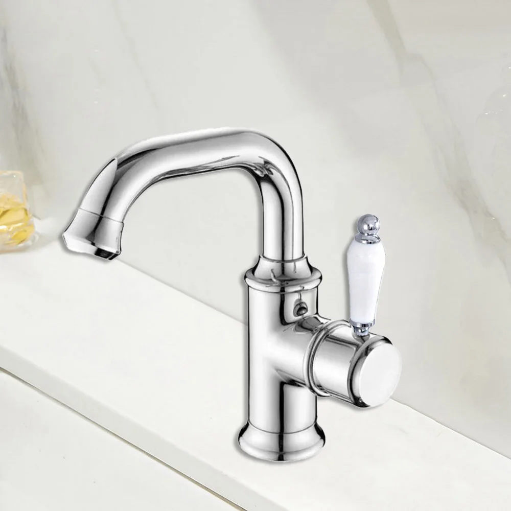

Polished Chrome Brass Single Ceramic Lever Kitchen Wet Bar Bathroom Vessel Sink Faucet Single Hole Swivel Spout Mixer Tap asf941