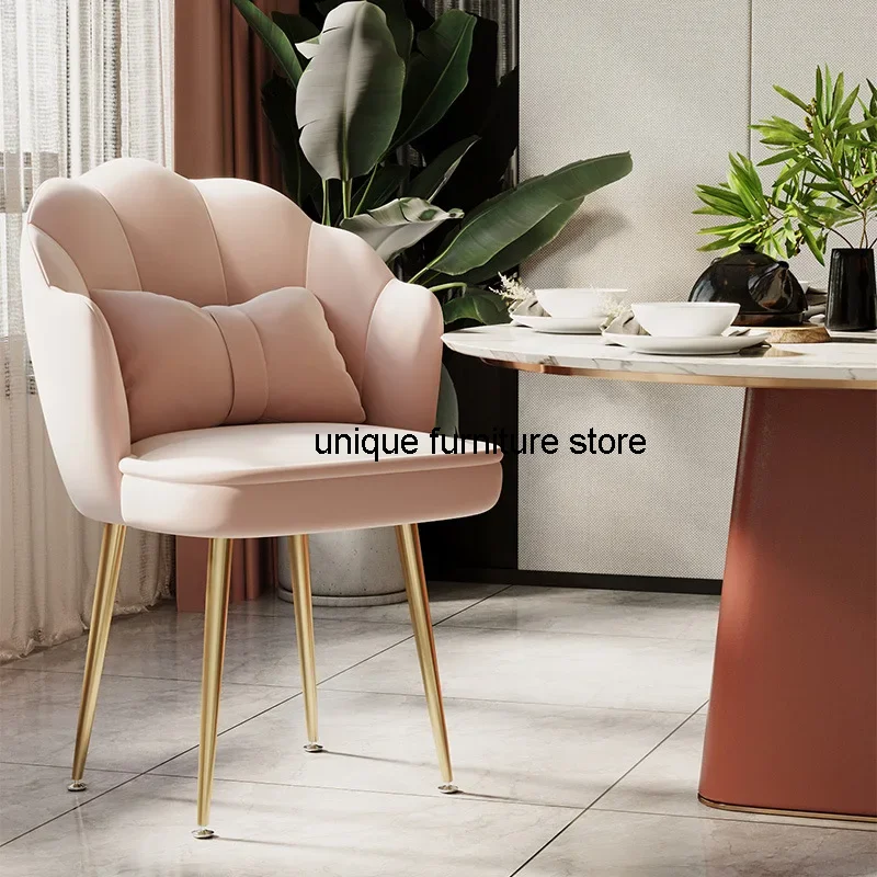 

Nordic Comfortable Stool Nail Chair Modern Vanity Armchairs Living Room Backrest Metal Dining Sillas Living Room Furnitures FGM