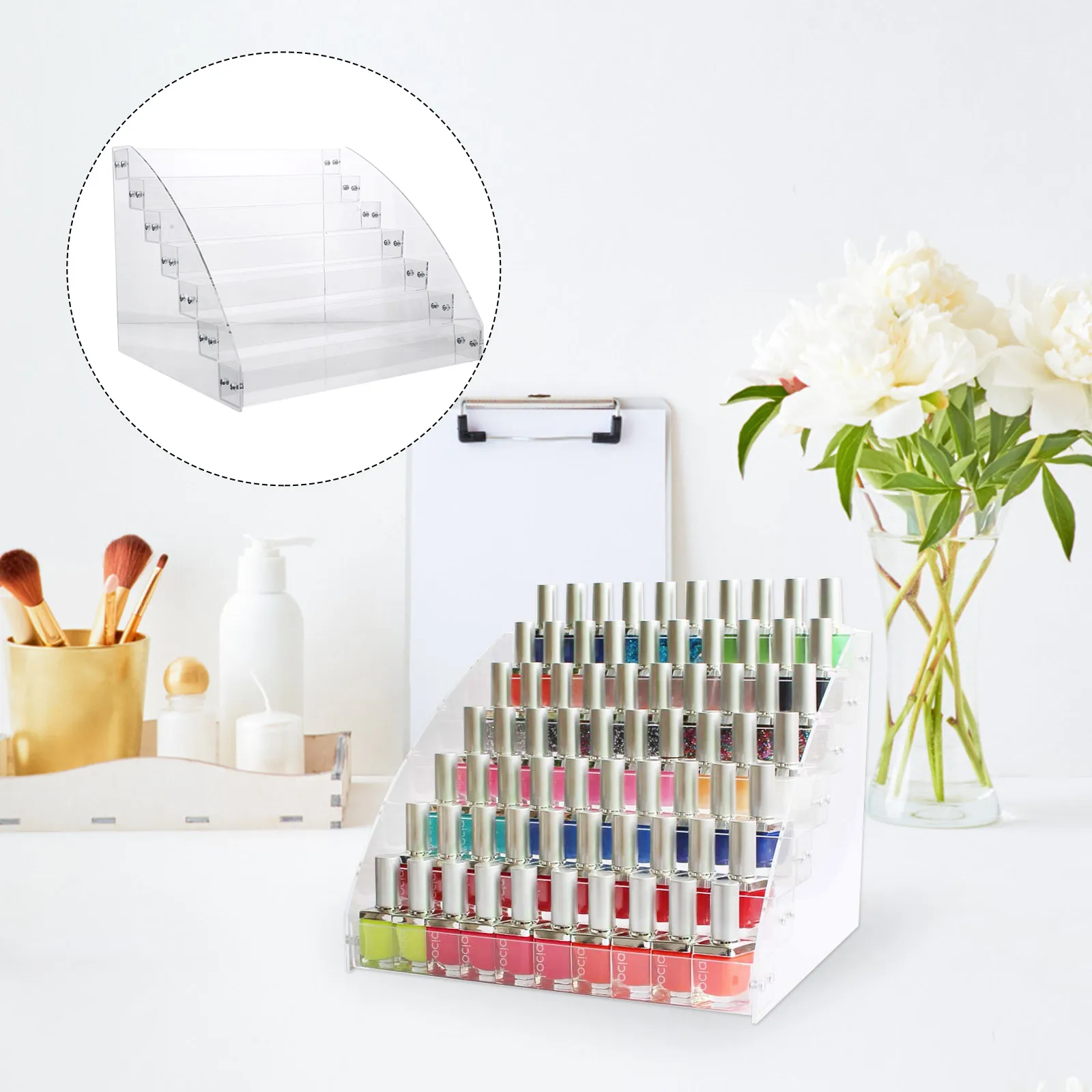 

Clear Acrylic Nail Polish Display Stand Lipstick ganizer Multi Grid Storage Rack Beauty Toolshelf Longlasting Durable Modern