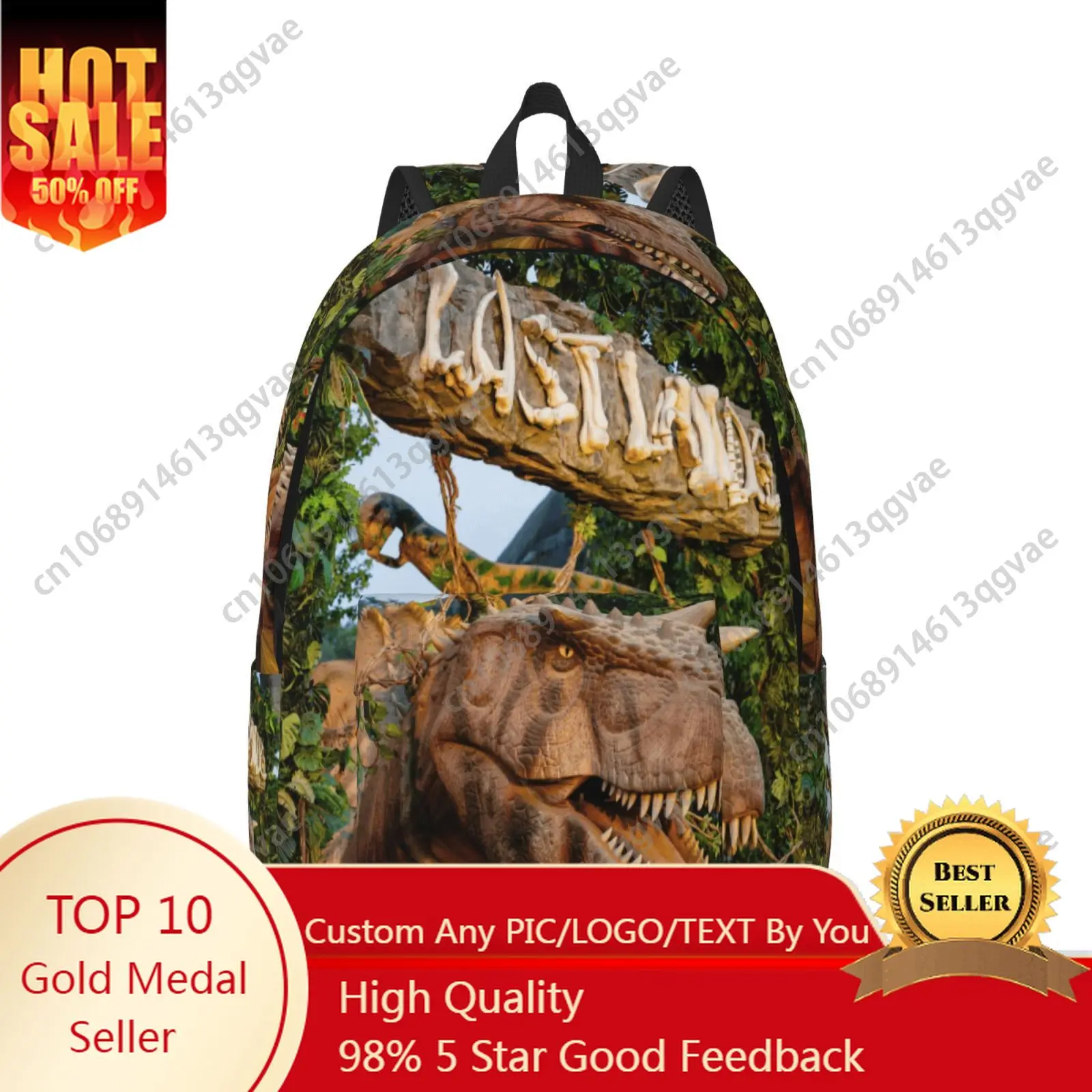 Lost Lands Music Festival Dinosaur Theme Custom Canvas Lightweight Backpack Fashion Durable Student Men Women Business Daypack