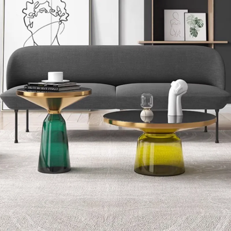 

Nordic Tempered Glass Coffee Tables Modern Living Room Creative Round Coffee Table Luxury Ins Style Home Furniture Muebles FYCT