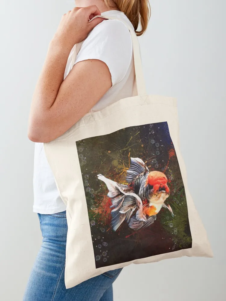 Calico Oranda Goldfish Aquatic Portrait Tote Bag Fabric bag hand bag Canvas shoulder Gift