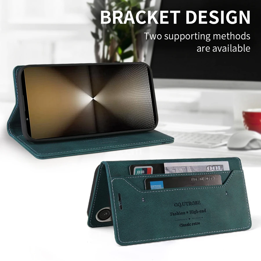 Wallet Anti-theft Brush Flip Leather Case For Sony Xperia 10 V 1 V 10 IV 5 IV 1 IV 10 III 5 III 1 III 8 20 ACE II XZ1 XZ4 XZ5