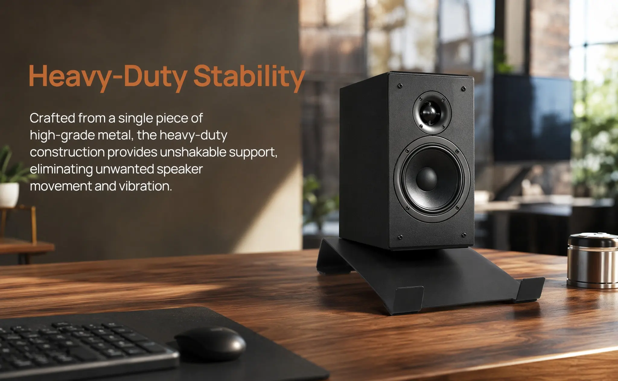 Desktop Speaker Stands 15 Degree Tilted Heavy Duty Metal Base with Vibration Isolation Pads for Subwoofer Studio Audio Mounts