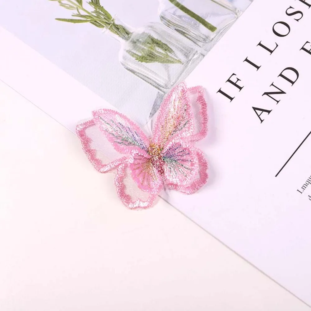 

10 шт. 3D-вышитые кружевные аппликации-бабочки, двухслойные, для рукоделия, шифоновые, для декора и шитья