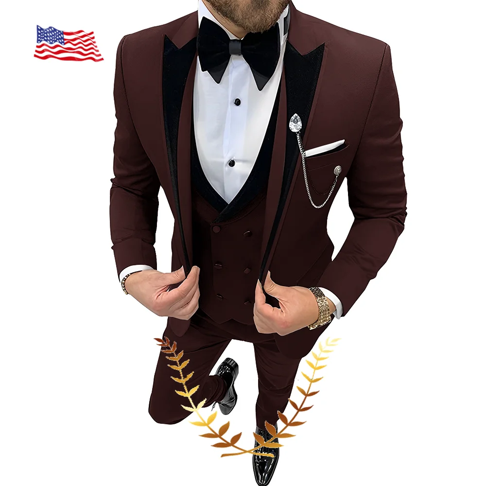 Traje gris oscuro para hombre, chaqueta de esmoquin para novio, pantalones, chaleco, conjunto de 3 piezas, Blazer ajustado, traje elegante para