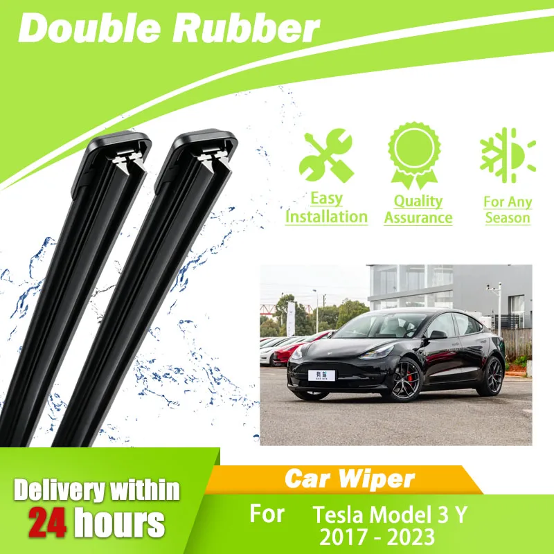 Car Front Windshield Wiper Blades For Tesla Model 3 Y 2017-2023 2018 2019  26"+19" Windscreen Window Rubber Auto Replacement