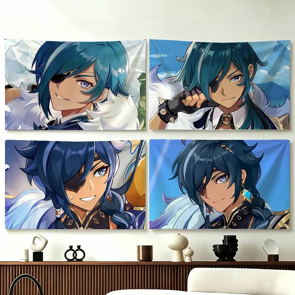 K-Kaeya Genshin Impact Funny Flags for Bedrooms Home Decor Items Outdoor Decors Garage Decoration Flaga