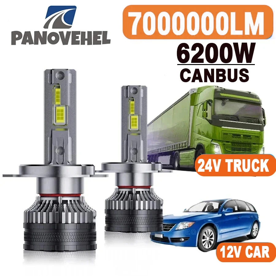 

Светодиодные фары PANOVEHEL H7 H4 H11, 6200 Вт, 7000000 лм, высокая мощность, Canbus, H1 H8 9005 9006 HB4 HIR2, 6000K, 12В для легковых автомобилей, 24В для грузовиков