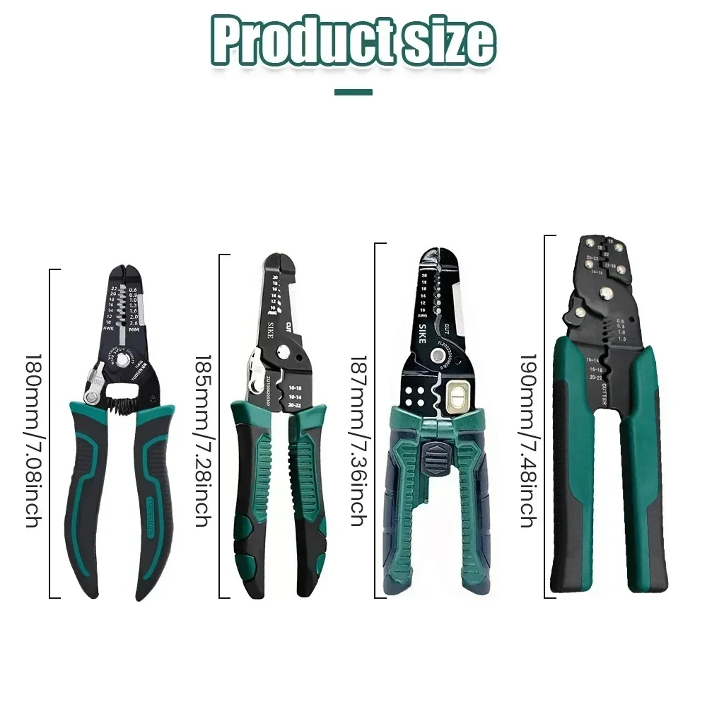 Green Electrician Wire Stripper Pulling Plier Wire Cutter Multifunction Repairing Scissors Stripping Crimping Pliers Hand Tools