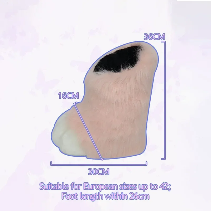 1Pair Fursuit Feet Paw Shoes Kit Plush Furry Boots Fursuit Halloween Costume Cosplay Shoes Carnival Party Men Women view 3
