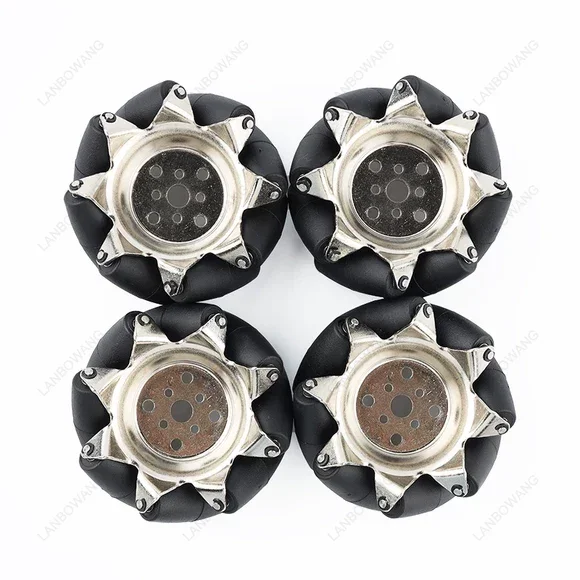 4PCS 3 Inch 76mm Metal Mecanum Wheel Kit, 8mm Coupling Omnidirectional Wheel Set for Smart Car ROS Robot