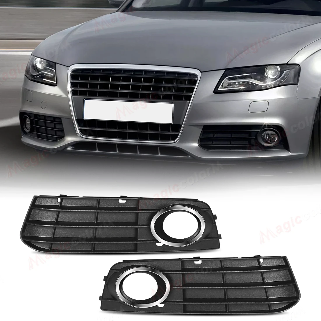 

1 комплект решетки переднего бампера для Audi A4 A4L B8 2009 2010 2011 2012, крышка противотуманной фары, передняя рамка 8KD80768201C 8KD80768101C