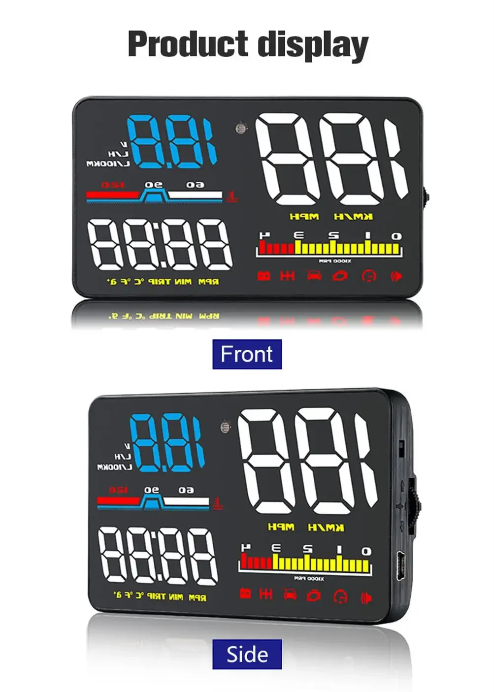 D5000 Digitaler OBD2 Auto-Windschutzscheibenprojektor OBD Head-Up-Display Tachometer Drehzahlmesser Spannungsmesser Wassertemperaturanzeige – Detail 8