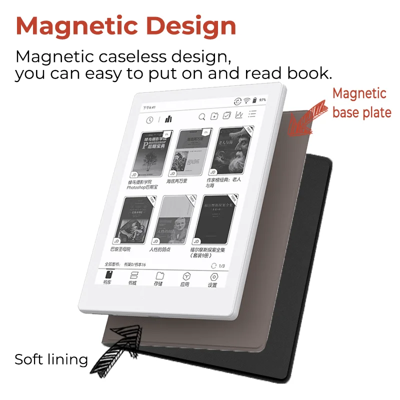 Twosheep capa de 6 polegadas para Onyx Boox Go6 Poke6 Poke5 Capa magnética sem concha Auto Sleep Wake Funct cor sólida preto branco