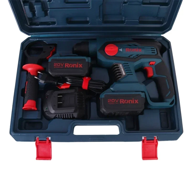 RONIX 8910k Power Tools 20V Cordless Hammer Drill Machine Electric Drill 26mm Rotary Hammer Drill Industrial Grade 900R/MIN