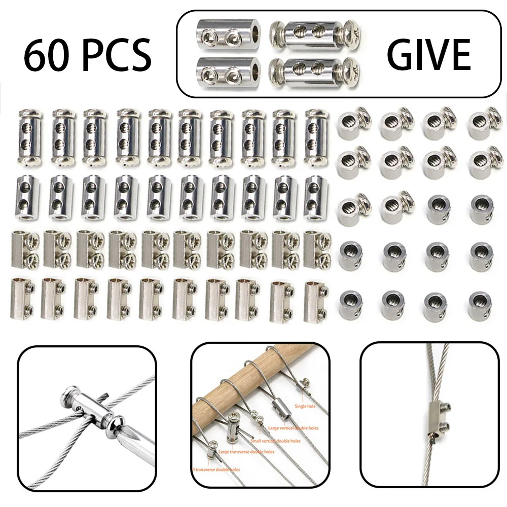 

60 шт./набор, стальные зажимы для кабелей 1-3 мм