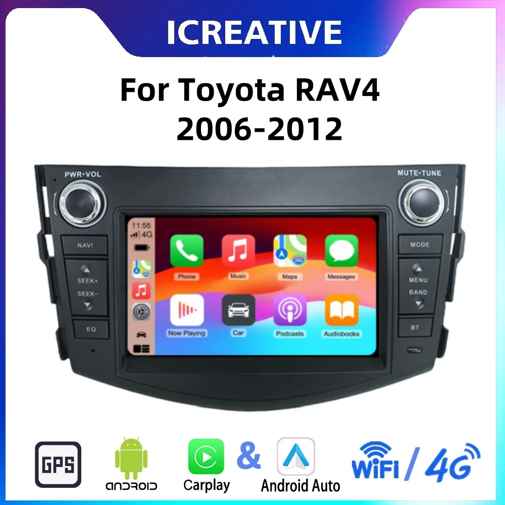 Car Radio Android for Toyota Rav4 2006-2012 Wireless Carplay Multimedia 7inch Player 2Din Stereo Autoaudio Head Unit Navigation