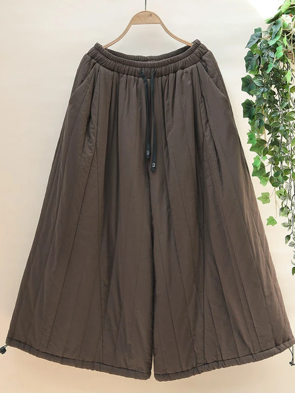 Winter-Baumwollhose, lässig, locker, Laternen-Leggings, hohe Taille, lange Hose, warme Baumwolle, gepolstertes Dstring-Design