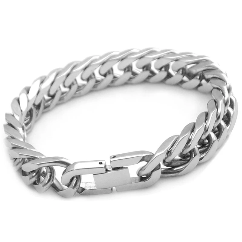18/19/20/21MM Width Stainless Steel Cuban Chain Bracelets For Men Silver Color Fashion Hip Hop Male Boy