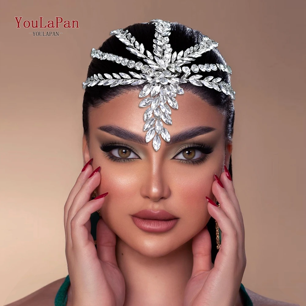 

YouLaPan Luxury Rhinestone Forehead Hair Accessories Handmade Bridal Headpiece Boho Wedding Headpiece Bridesmaids Gift HP623