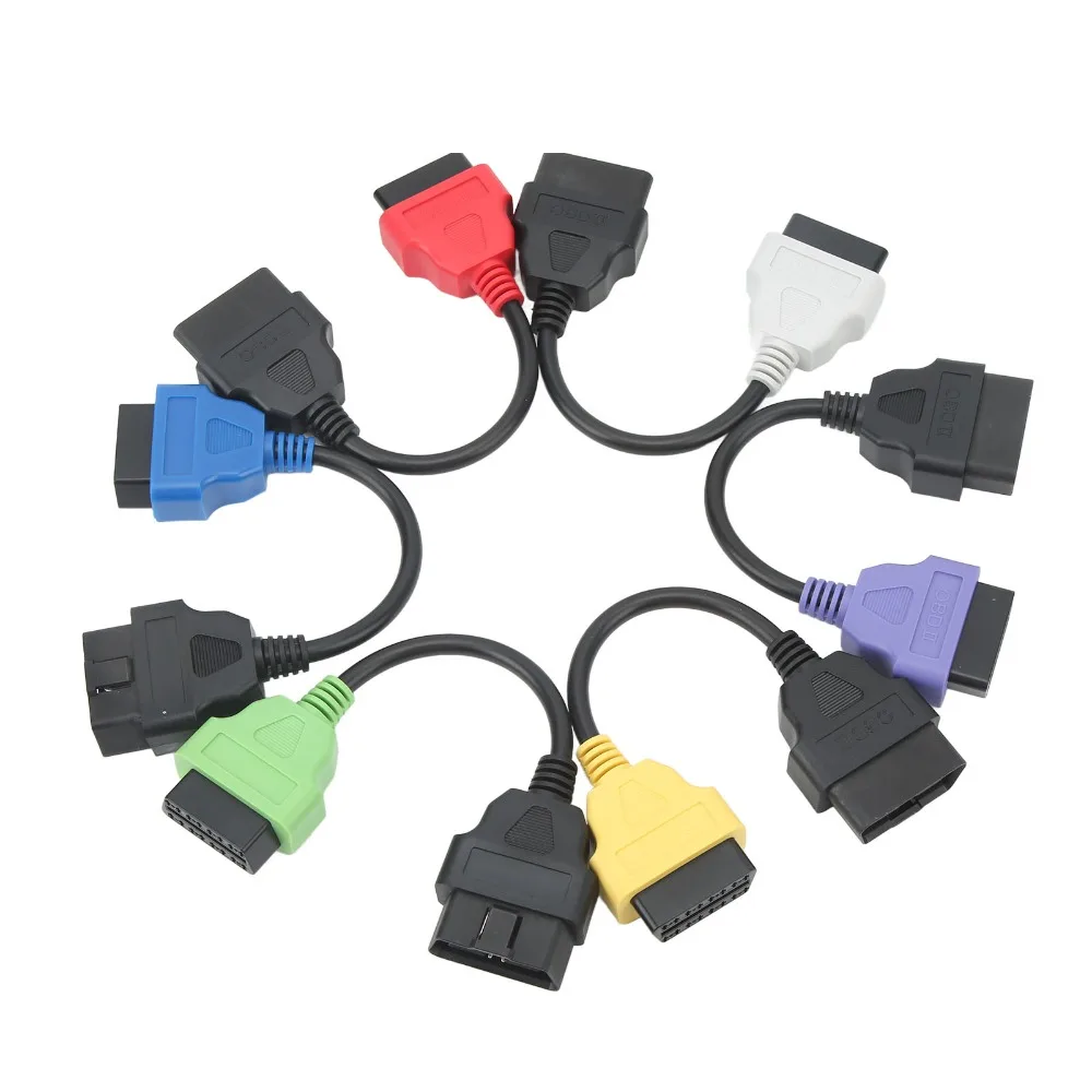 6本入りabs-obd2延長ケーブル-6色診断延長ケーブル-16ピンオス-16ピンメス対応-obd2アダプター