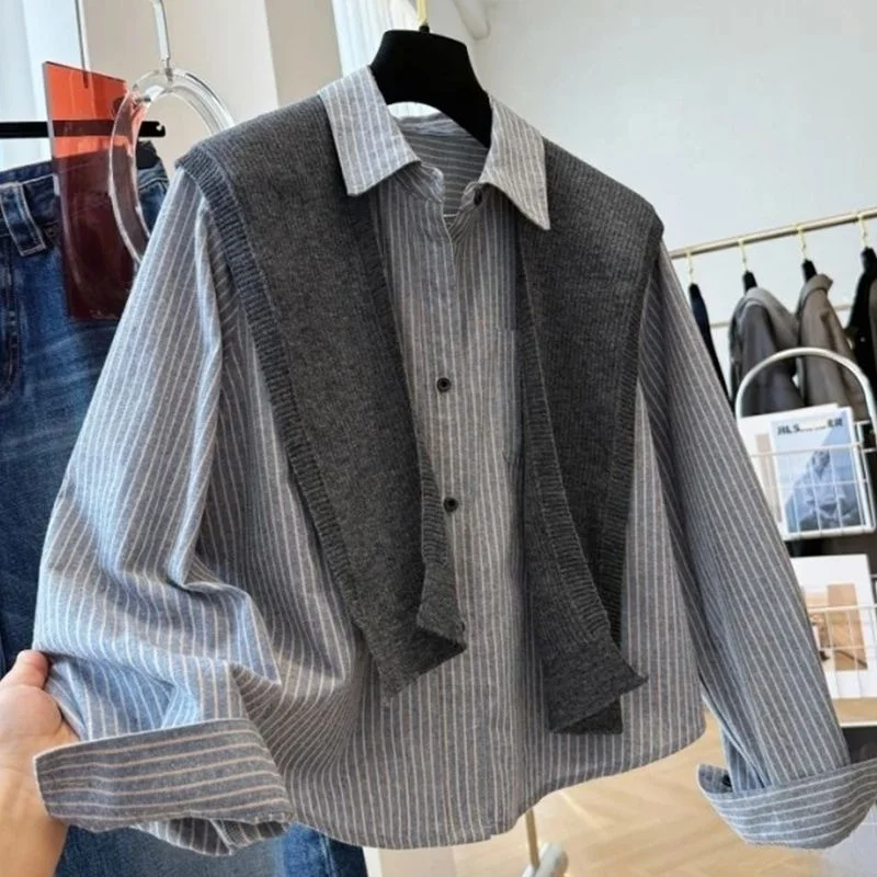 

Korean Sle Agel College Preppy oulder Stripe Ne Long Sve Casual Versatile Men's irt Autumn Spring Faionable