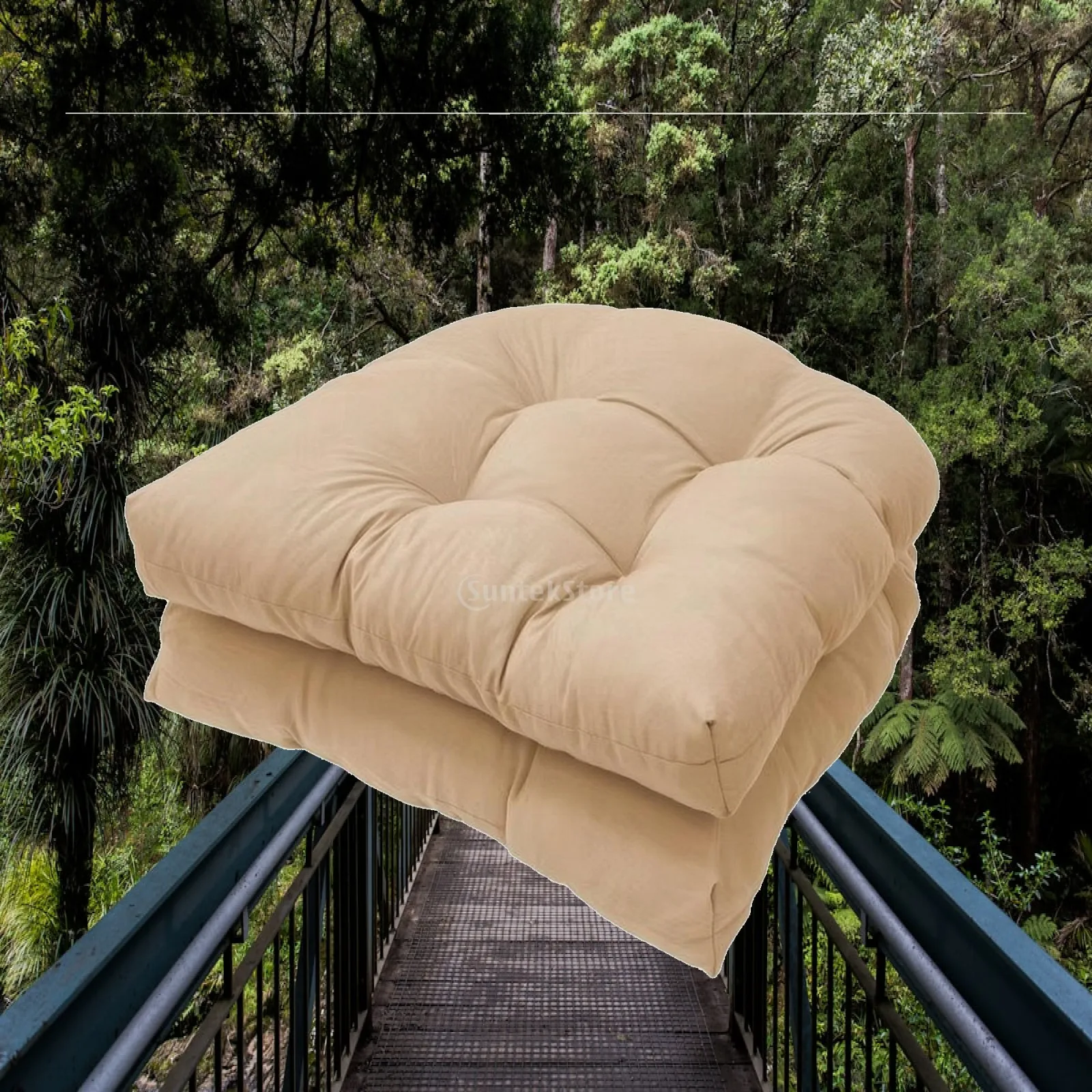 Durable Square Patio Cushion with Stitched Seams Plush Outdoor Sofa Pad for Garden Chair Rattan Sofa and Dining Seat