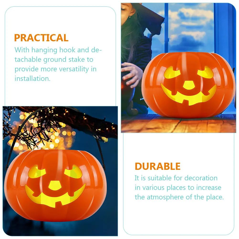 Solar Pumpkin Light Hanging Hook Detachable Ground Stake Halloween Outdoor Garden Decor Solar Pathway Lights Yard Lights