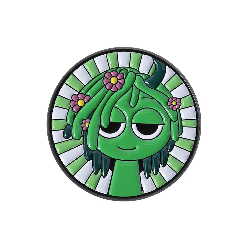 Radiação listrado pequeno homem broche redondo engraçado óleo gotejamento broche novo criativo mochila crachá roupas acessórios presente