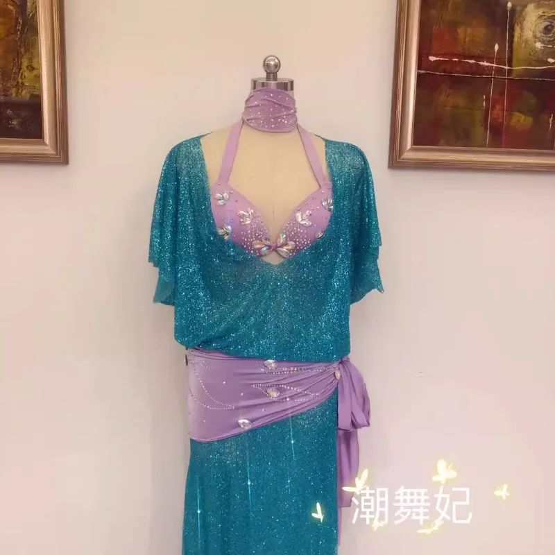 Trajes de dança do ventre personalizados, traje de performance, vestido de grupo, rosa brilhante, robe folclórico, vestidos longos para mulheres