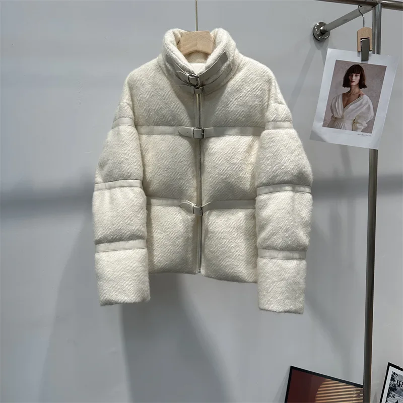 Women'S New Style Stand Collar 90 White Goose Down Jacket Loose Casual Short Minimalist Jacket