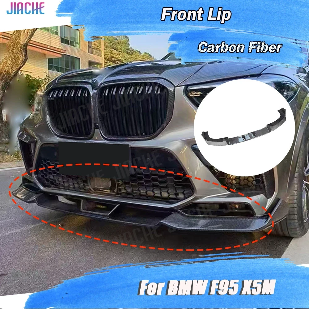 

Real Carbon Fiber Car Front Bumper Lip Spoiler For BMW F95 X5M 2019-2022 FRP Front Lip Guard Car Accessories
