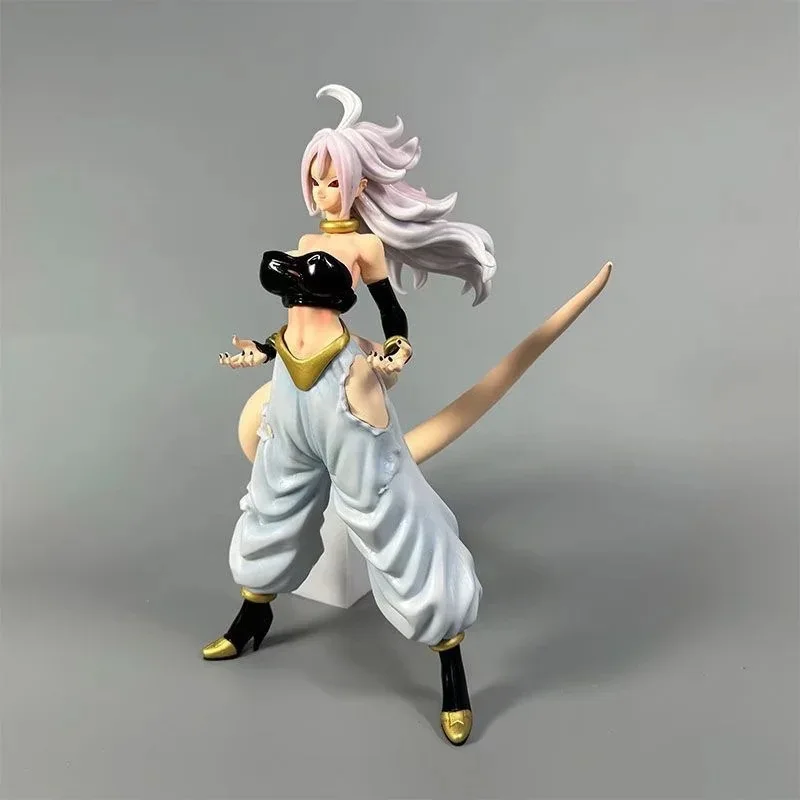 28cm Dragon Ball Android # 21 posição permanente anime figura modelo estátua fãs coleção decoração de mesa ornamento brinquedo presente