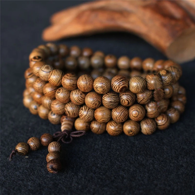 Prayer Beads Mala 108 Beads Bracelets 8mm Natural Sandalwood Buddhist Buddha Rosary Beads Unisex Men Bracelets & Bangles Jewelry