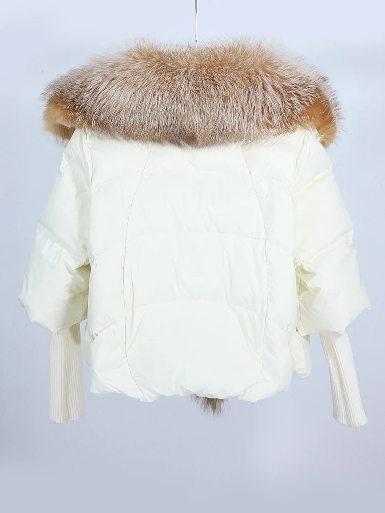 OFTBUY New White Duck Down Jacket Winter Women Warm Loose Coat Natural Real Fox Fur Collar Thick Luxury Outerwear New Fashion